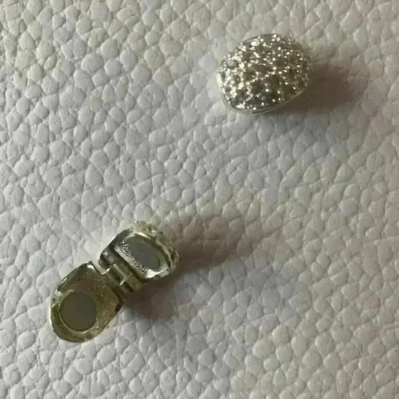 Vintage Givenchy Clip Earrings Silver Tone Metal Rhinestone - Picture 2 of 6